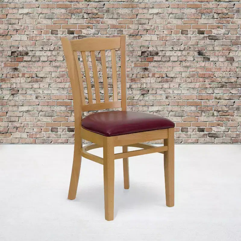 Emma and Oliver Vertical Slat Back Wooden Restaurant Dining Chair