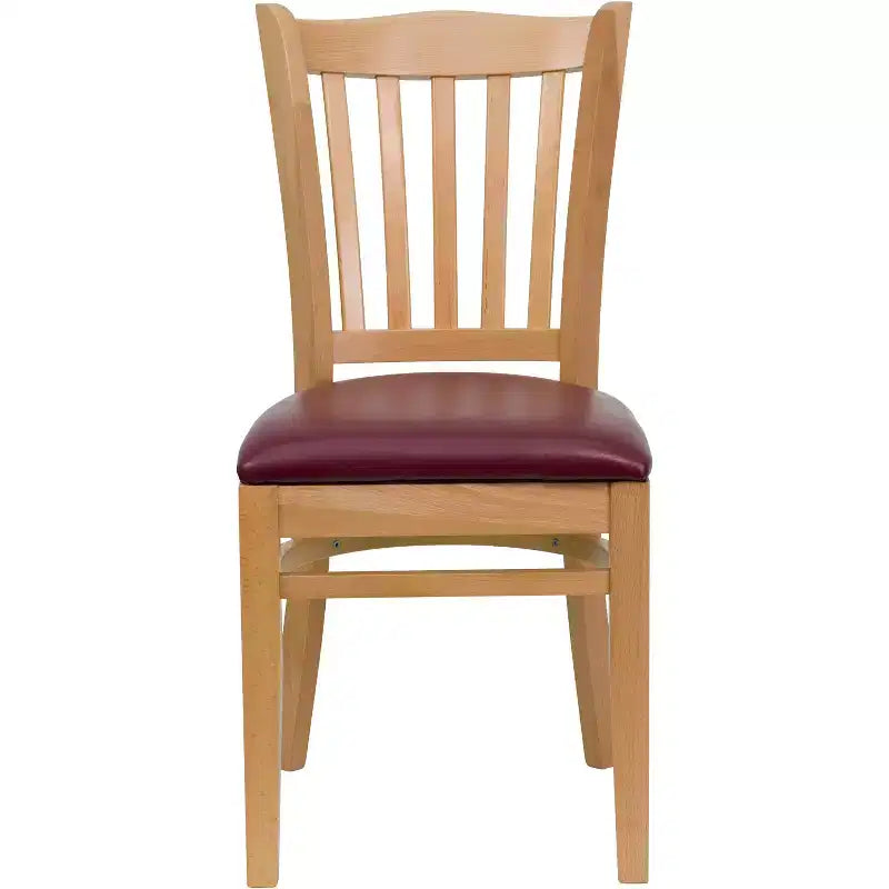 Emma and Oliver Vertical Slat Back Wooden Restaurant Dining Chair