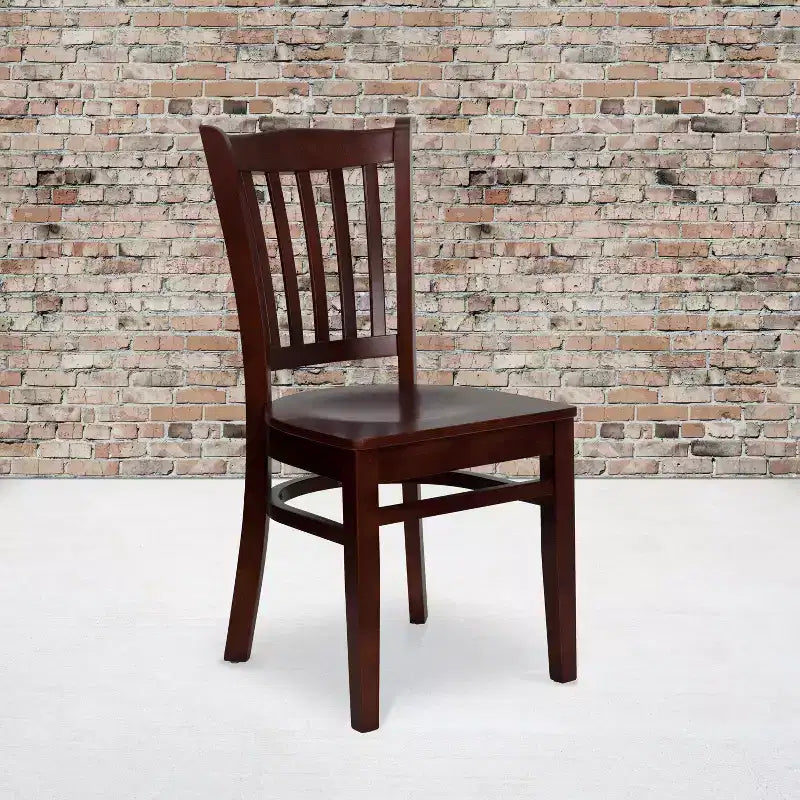 Emma and Oliver Vertical Slat Back Wooden Restaurant Dining Chair