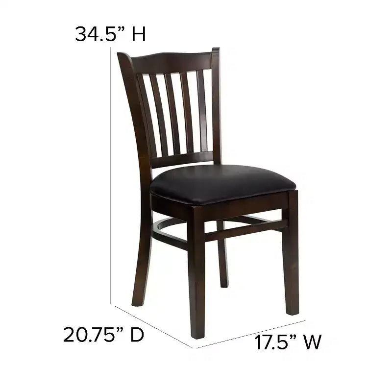 Emma and Oliver Vertical Slat Back Wooden Restaurant Dining Chair