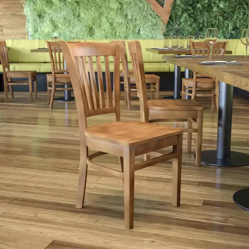 Emma and Oliver Vertical Slat Back Wooden Restaurant Dining Chair