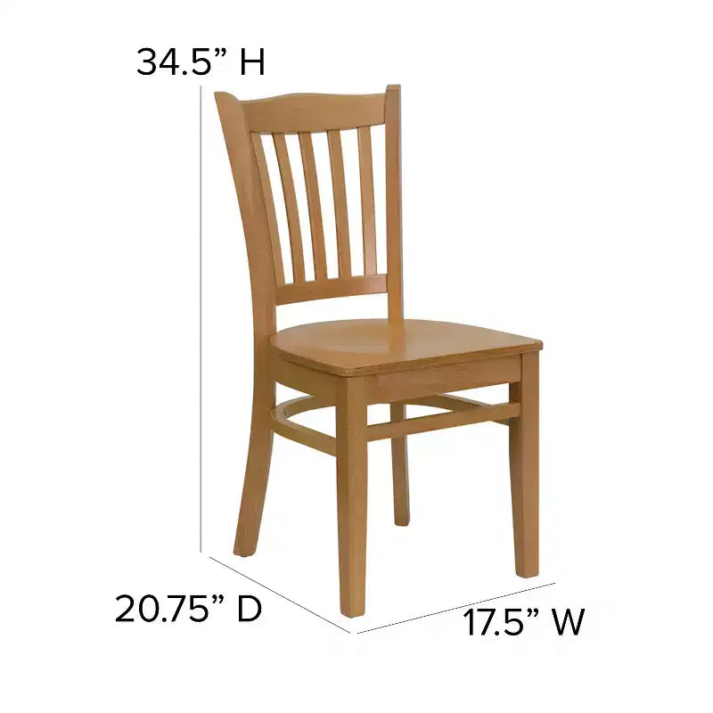 Emma and Oliver Vertical Slat Back Wooden Restaurant Dining Chair