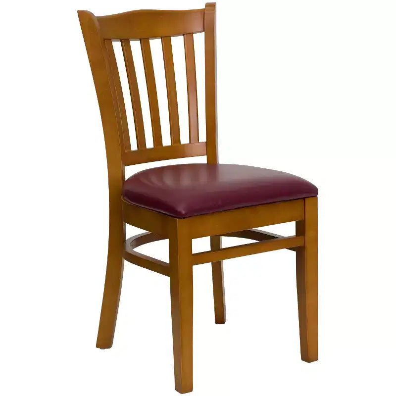 Emma and Oliver Vertical Slat Back Wooden Restaurant Dining Chair